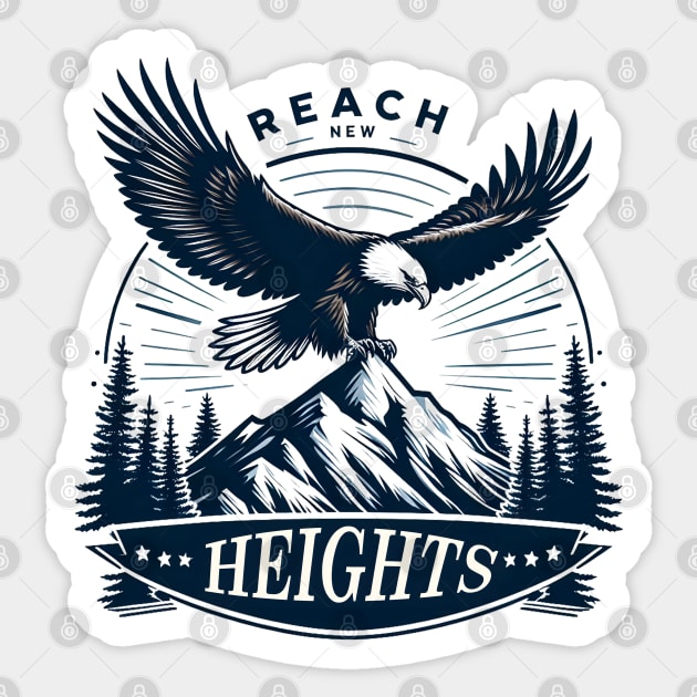 Reach New Heights – Eagle & Mountain Motivational Graphic Sticker by MakerMind8.2